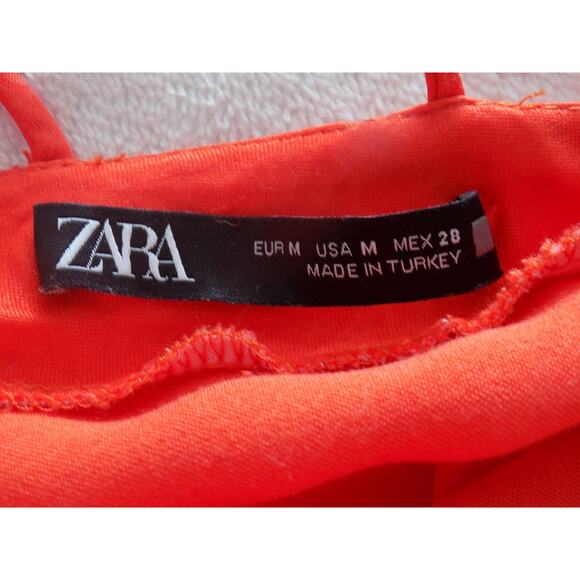 ZARA orange mini dress fit and flare skater size Medium - Picture 7 of 8